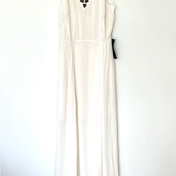 GUESS Off-White Maxi Dress Gold Embellishments Sz 6 - Picture 4 of 10